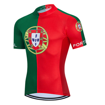 2023 Men's Breathable Short Sleeve Cycling Jersey (Bib) Shorts Portugal-001-AC