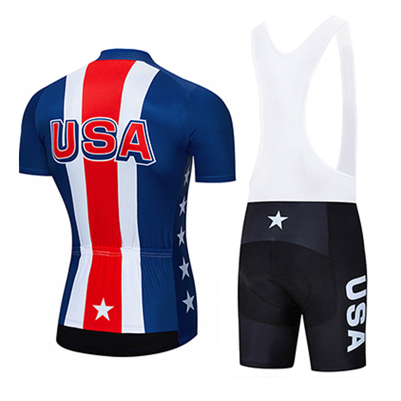 2023 Men's Breathable Short Sleeve Cycling Jersey (Bib) Shorts USA-001-AC