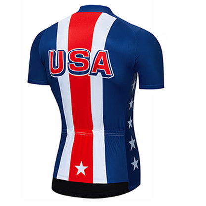 2023 Men's Breathable Short Sleeve Cycling Jersey (Bib) Shorts USA-001-AC