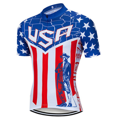 2023 Men's Breathable Short Sleeve Cycling Jersey (Bib) Shorts USA-002-AC