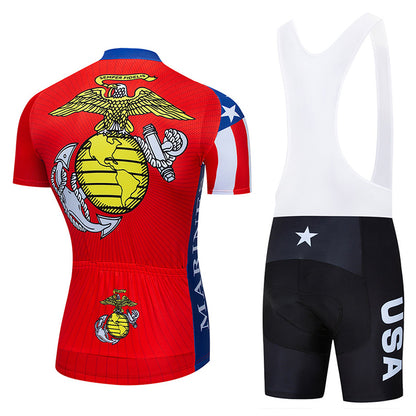 2023 Men's Breathable Short Sleeve Cycling Jersey (Bib) Shorts USA-003-AC
