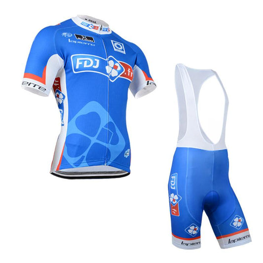 Men's Short Sleeve Cycling Jersey (Bib) Shorts FDJ-001