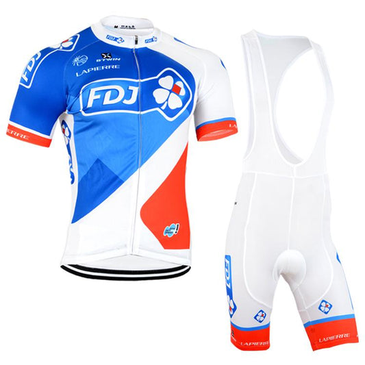 Men's Short Sleeve Cycling Jersey (Bib) Shorts FDJ-002